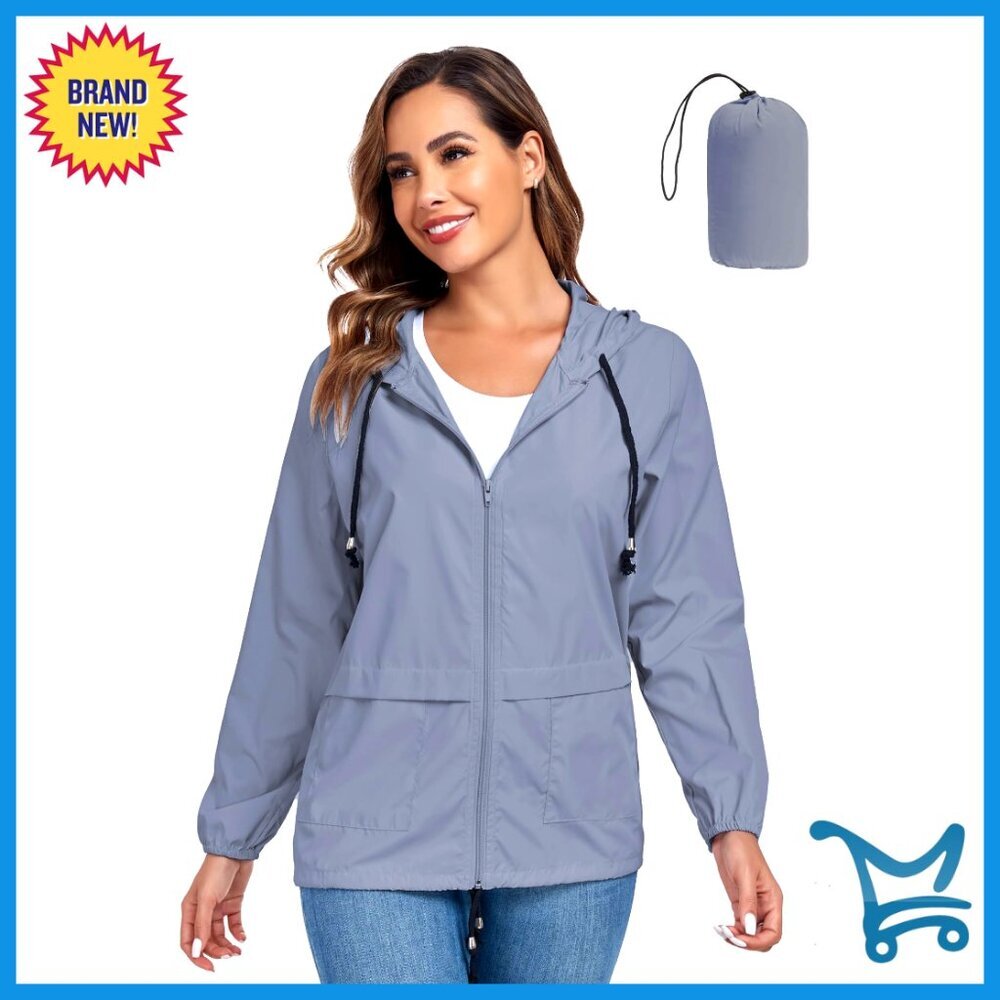 Lightweight Packable Rain Jacket Waterproof Windbreaker Hooded S-XXL